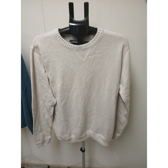 Lot Of 2 Eddie Bauer SweatersMen Large Pullover Heavy Outdoor Warm Cream Blue